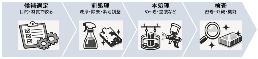 金属表面処理フロー図 width=